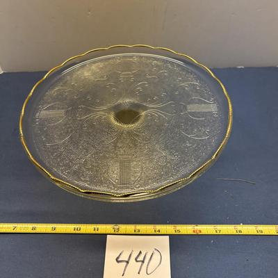 Jeanette Glass Co. Harp Pattern Pedestal Cake Plate