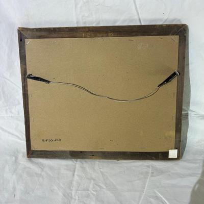 Vintage Natural Wood Frame for Laminated Drawing of Desert and cabins