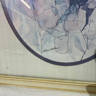White Painted Wood Frame with Watercolor style art of Blue Birds