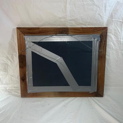 Vintage Natural Wood Frame with Sandblasted art onto mirror of two People Walking along the Beach