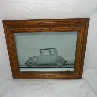 Wood Frame with Sandblasted art onto mirror of Classic Car