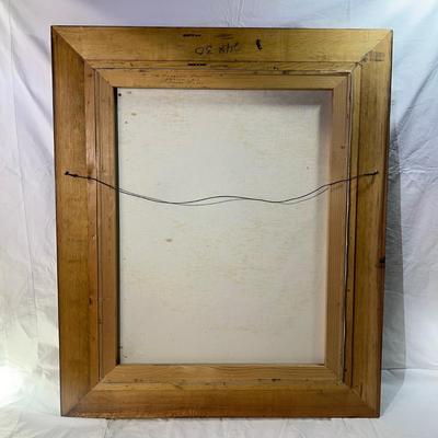 Large Oil Painting of Mountains & Waterfall with a wooden Golden frame.