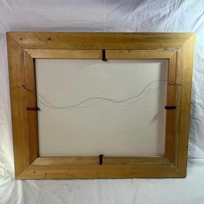 Large Oil Painting of Springtime Mountains & Fields with a wooden Golden frame