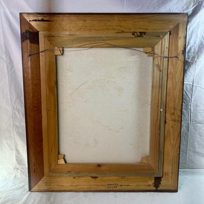 Large Oil Painting of White Flowers with a Dark Natural wooden frame accented by black velvet and gold accent