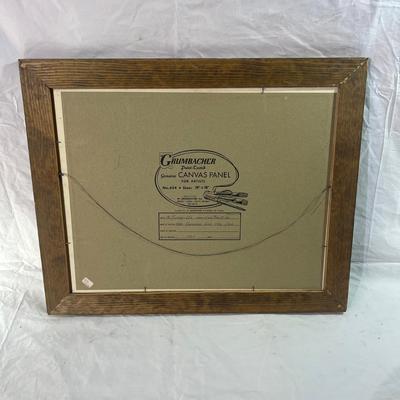 Wood frame with Art of Small Boats Stuck at sea