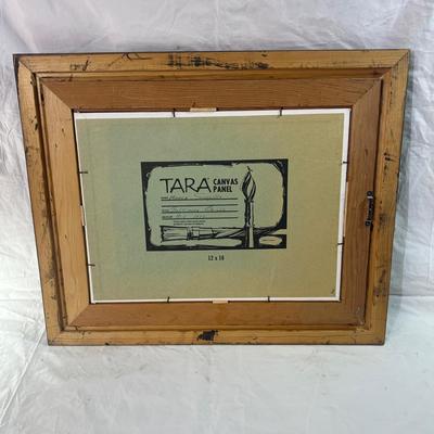 Vintage Real Wood Frame with burlap mesh framing a Baltimore Oriole Bird