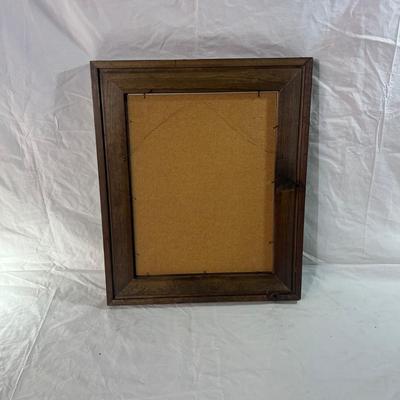 Real Wood Frame with burlap mesh framing a Nature Photograph of a lemon tree