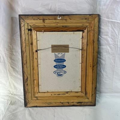 Vintage Real Wood grey Frame with oil painting of Canadian Geese on a pond
