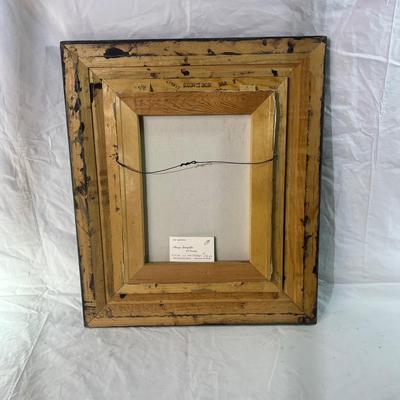 Vintage Real Wood frame with floral detail around edge, oil painting of eagle