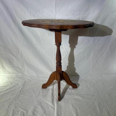 Antique folding side table with Sunflower painting on top