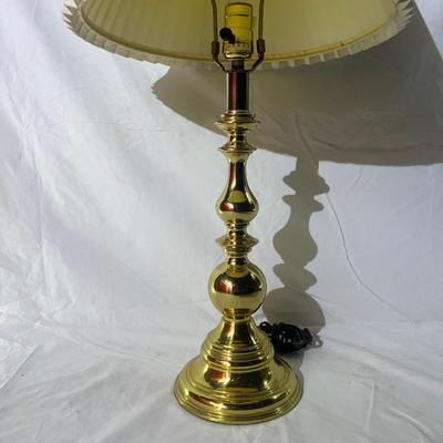 Vintage Brass Base Lamp & cream colored shade, Working!
