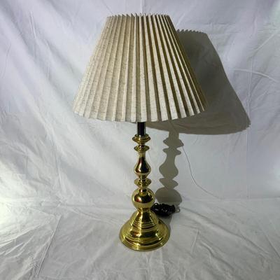 Vintage Brass Base Lamp & cream colored shade, Working!