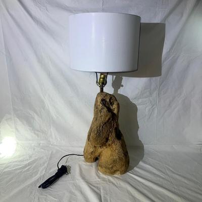Petrified Wood base Lamp with white shade