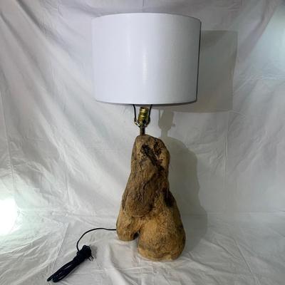 Petrified Wood base Lamp with white shade