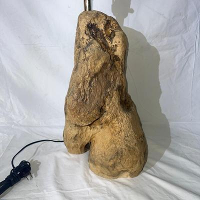 Petrified Wood base Lamp with white shade