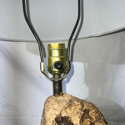Petrified Wood base Lamp with white shade