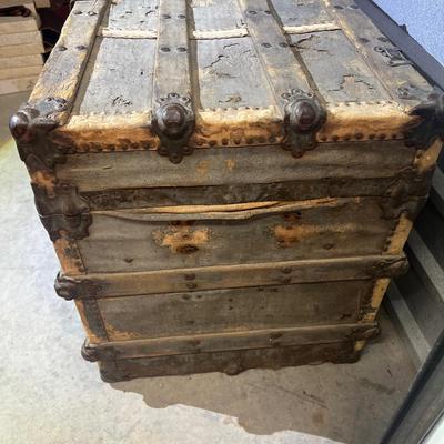 Antique Steamer Trunk with original wood and metal