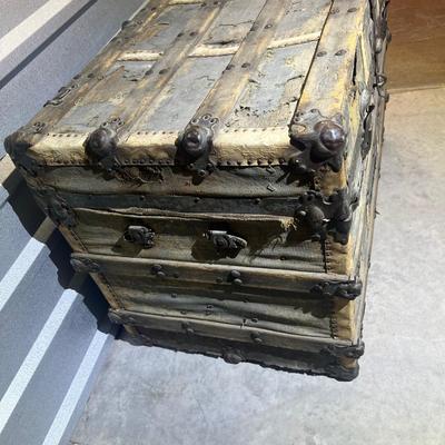 Antique Steamer Trunk with original wood and metal