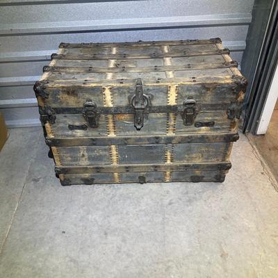 Antique Steamer Trunk with original wood and metal