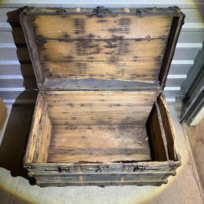 Antique Steamer Trunk with original wood and metal
