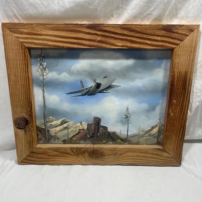 Real Wood Framed Art of canyon and air jet