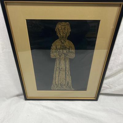 Professionally framed Brass rubbing art