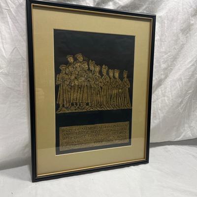 Professionally framed Brass rubbing art