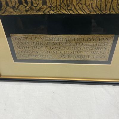 Professionally framed Brass rubbing art