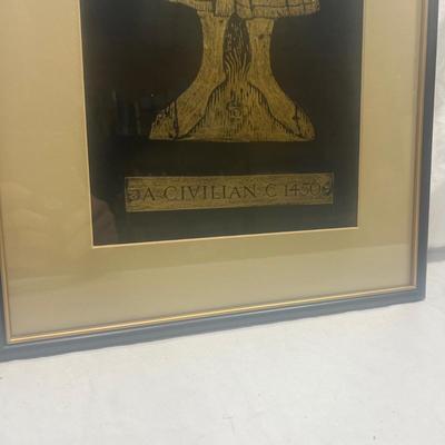 Professionally framed Brass rubbing art