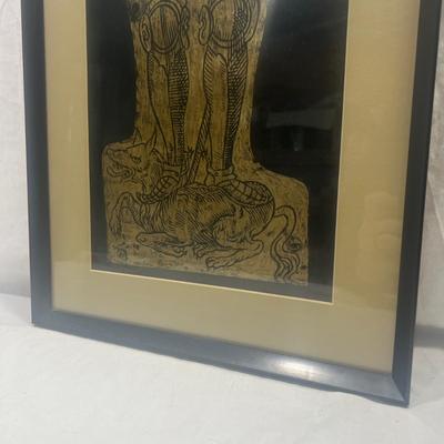 Professionally framed Brass rubbing art