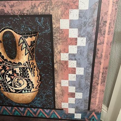 Large canvas painting of Native american style art