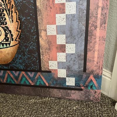 Large canvas painting of Native american style art