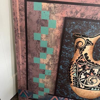 Large canvas painting of Native american style art