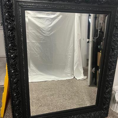Large Painted Black Floor Mirror