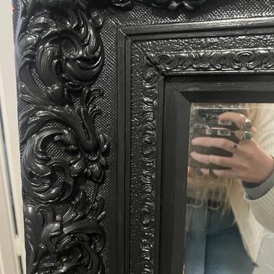 Large Painted Black Floor Mirror