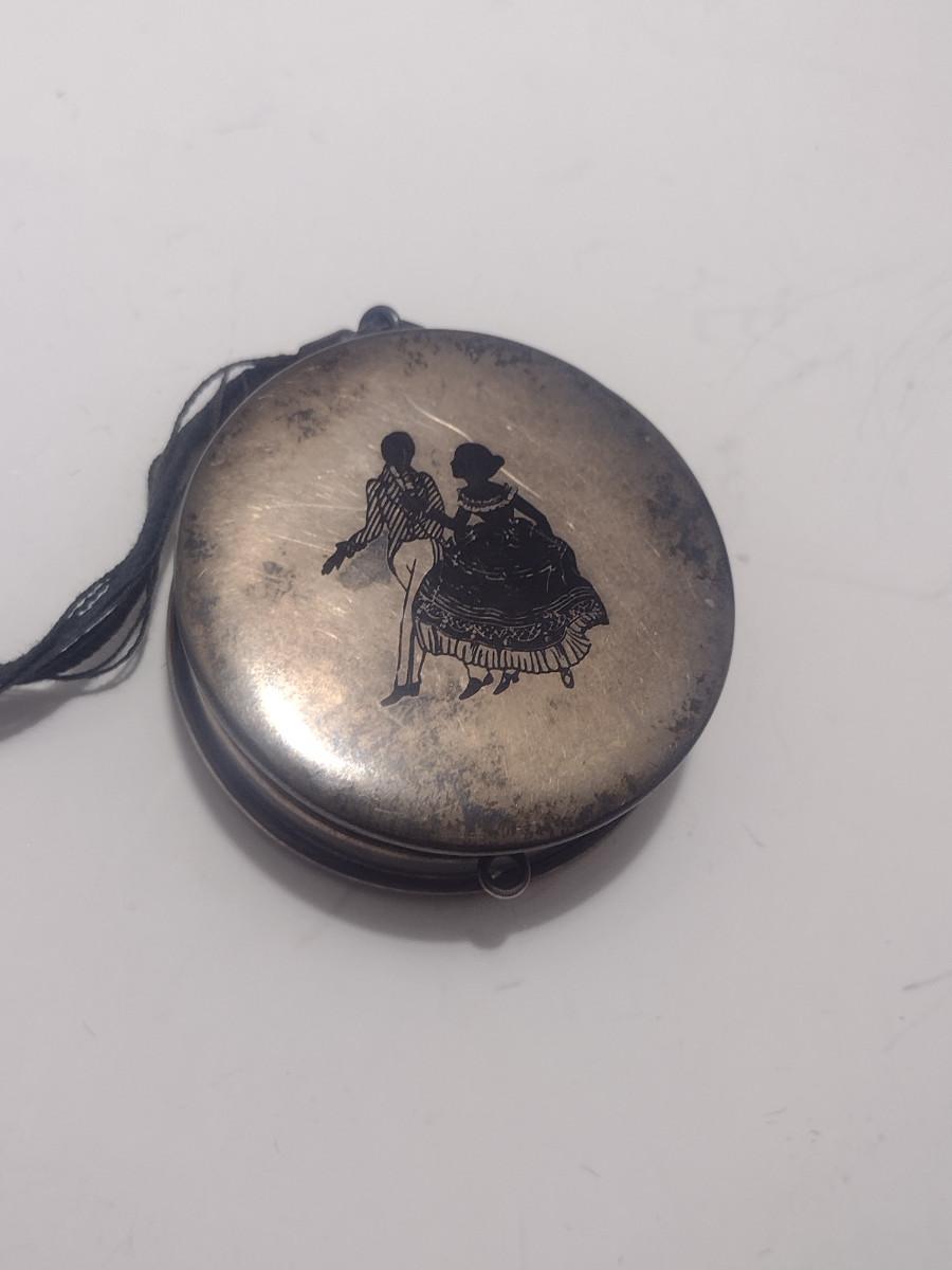 Antique Rough Compact Antique Sterling Silver Powder and Rouge Compact- Monogrammed (#18 ...