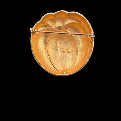 Vintage Corocraft Tomato Rhinestone Pin Brooch