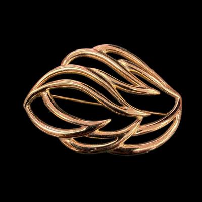 Set of Three Vintage Gold Tone Abstract Brooches