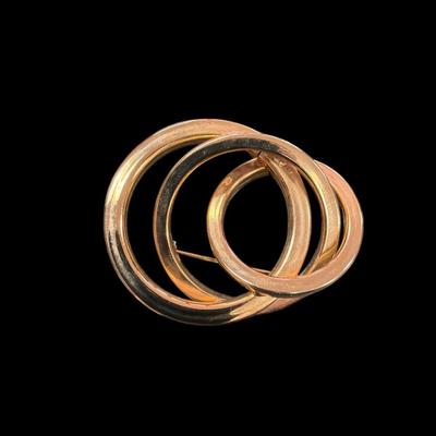 Set of Three Vintage Gold Tone Abstract Brooches