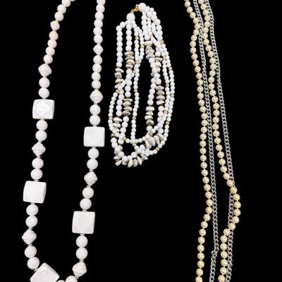 Set of Three White Necklaces