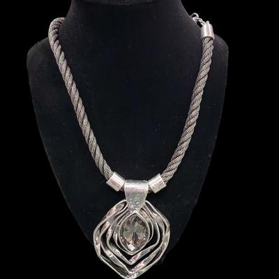 Set Of Four Silver Toned Fashion Necklaces