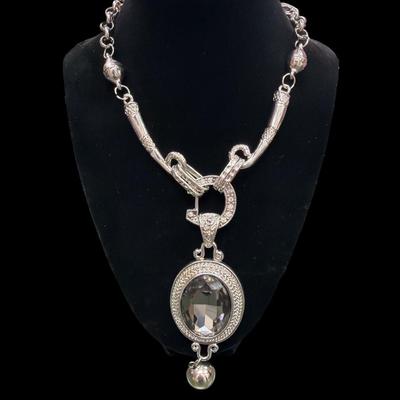 Set of Three Vintage Women's Fashion Silver Toned Necklaces
