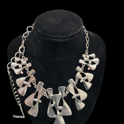 Set of Three Vintage Women's Fashion Silver Toned Necklaces