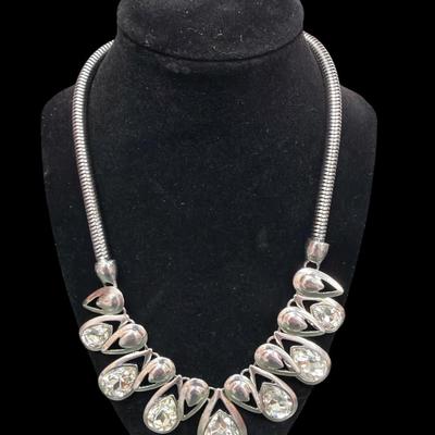Set of Three Vintage Women's Fashion Silver Toned Necklaces