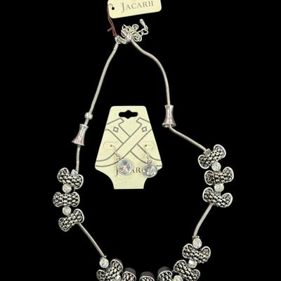 Silver Toned Necklace and Matching earrings by Jacarii