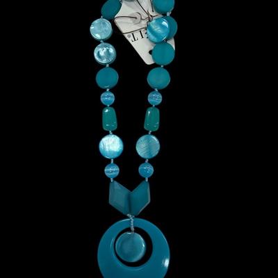 Set of Three Fashion Necklaces with Colorful Beads and Metal Chains