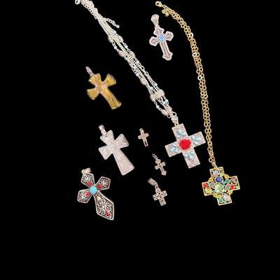 Collection of Assorted Cross Pendants and Necklaces