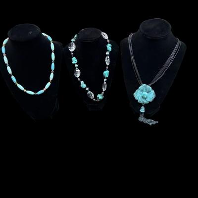 Turquoise Style and Mixed Material Necklaces including a turquoise Flower Necklace