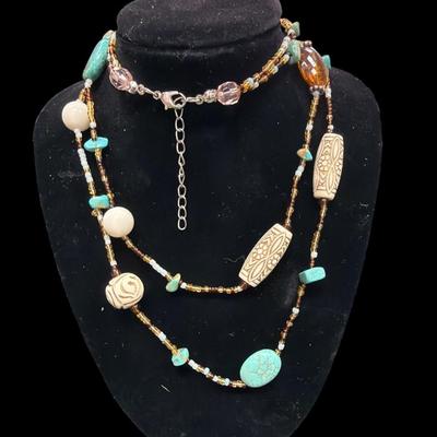 Assortment of Three Faux Turquoise and Silver Toned Necklaces