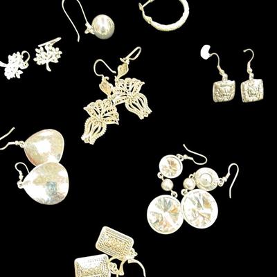 Assortment Of Silver Toned Earrings